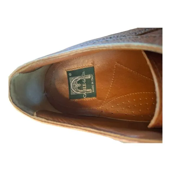 Mens Cable & Co Shoes Made in Italy Wingtip Brogue Oxfords VINTAGE - Picture 8 of 9
